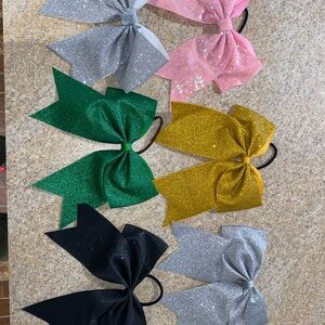 Glittery Bow Hair Ties Set for Kids